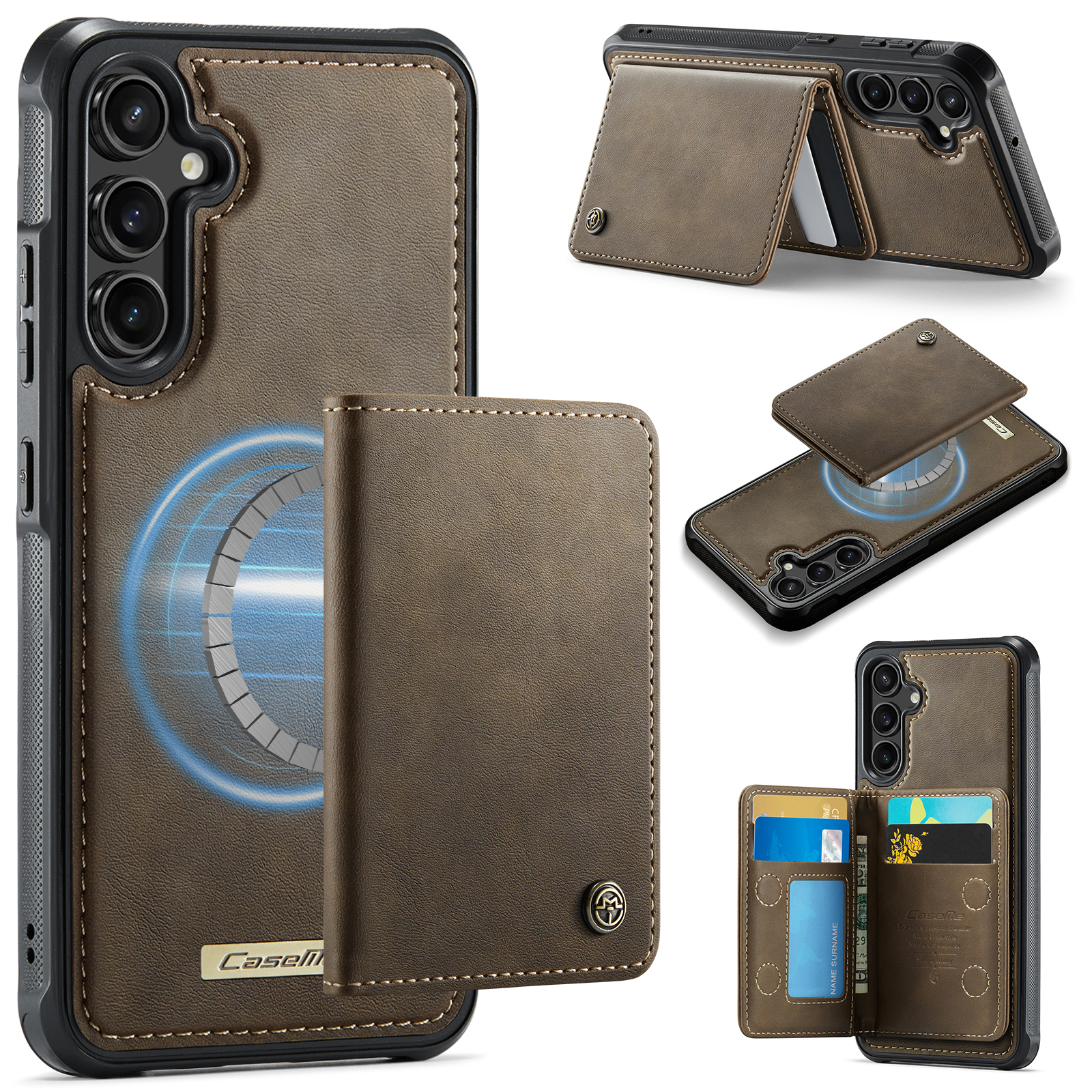 CASEME For Samsung Galaxy A54 5G Magnetic Case  ME80 Series Leather PC TPU Phone Cover with Detachable Wallet - Coffee