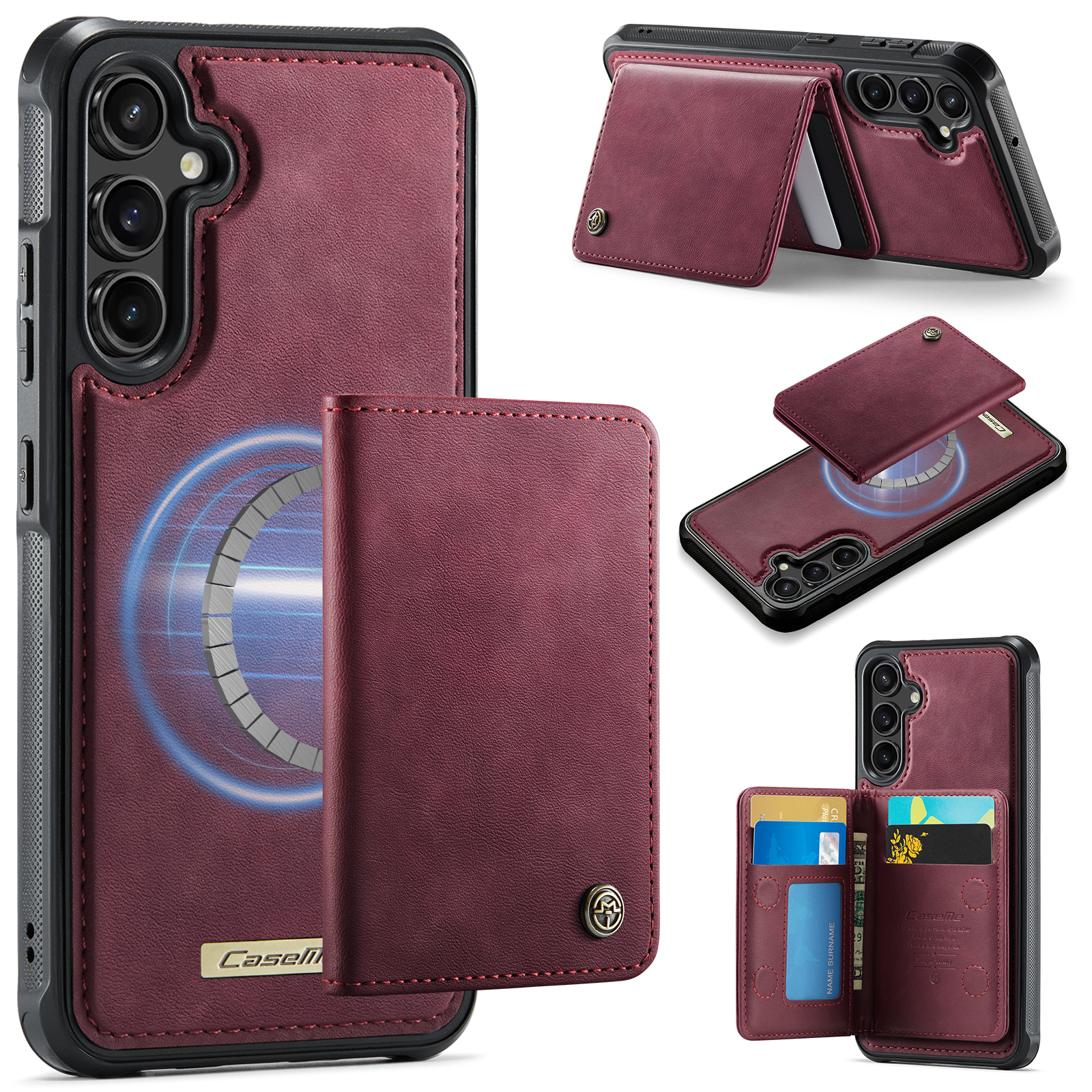 CASEME For Samsung Galaxy A54 5G Magnetic Case  ME80 Series Leather PC TPU Phone Cover with Detachable Wallet - Red