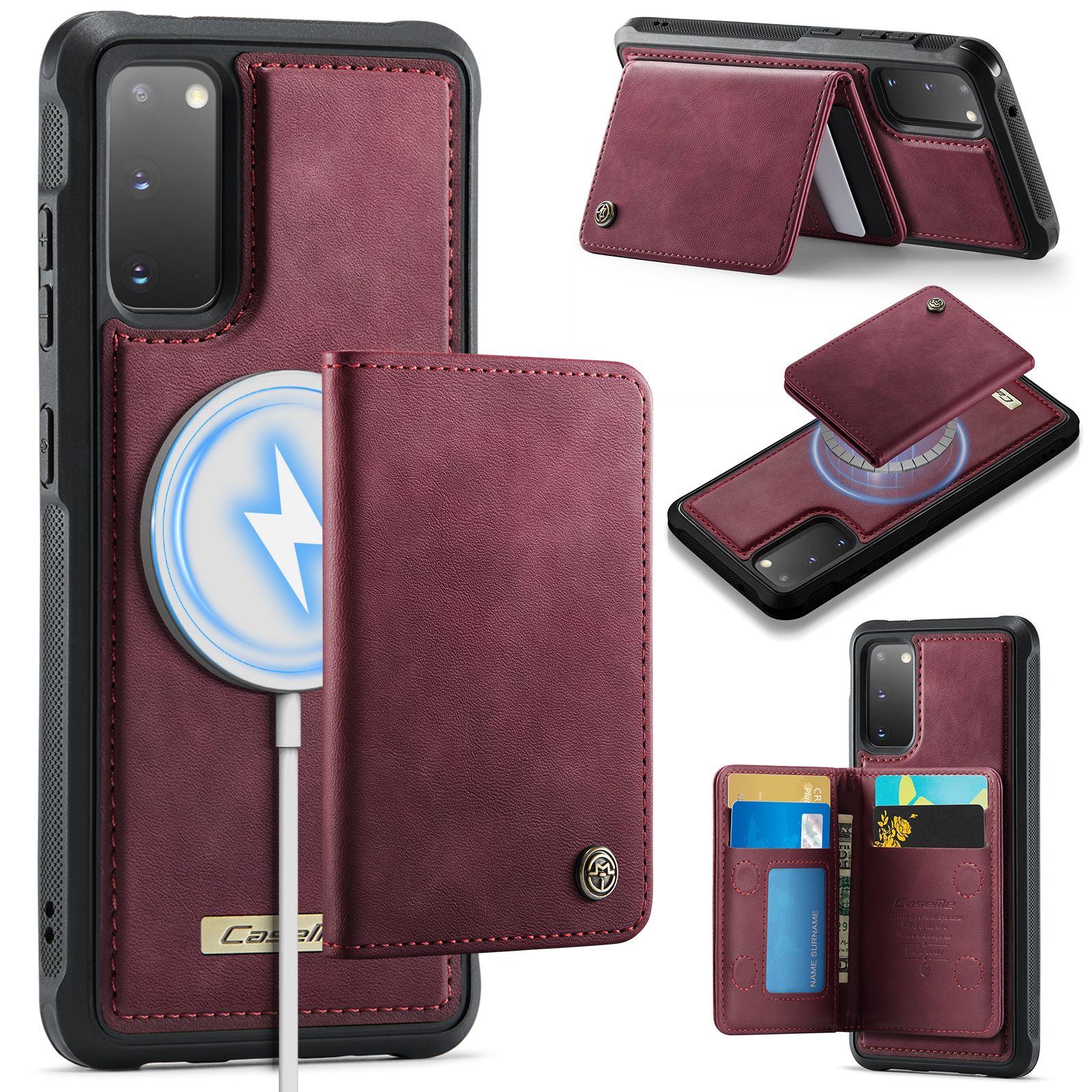 CASEME For Samsung Galaxy S20 4G / Galaxy S20 5G Magnetic Case  ME80 Series Leather PC TPU Phone Cover with Detachable Wallet - Red