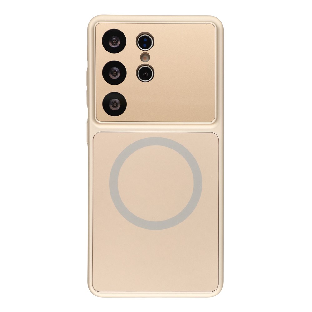 For Samsung Galaxy S23 Ultra Magnetic Case AG Matte Glass Shockproof Phone Cover - Titanium Gold