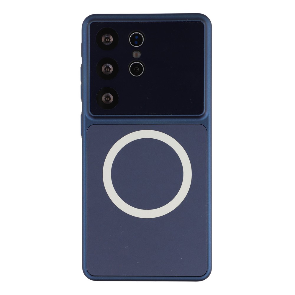 For Samsung Galaxy S23 Ultra Magnetic Case AG Matte Glass Shockproof Phone Cover - Titanium Blue