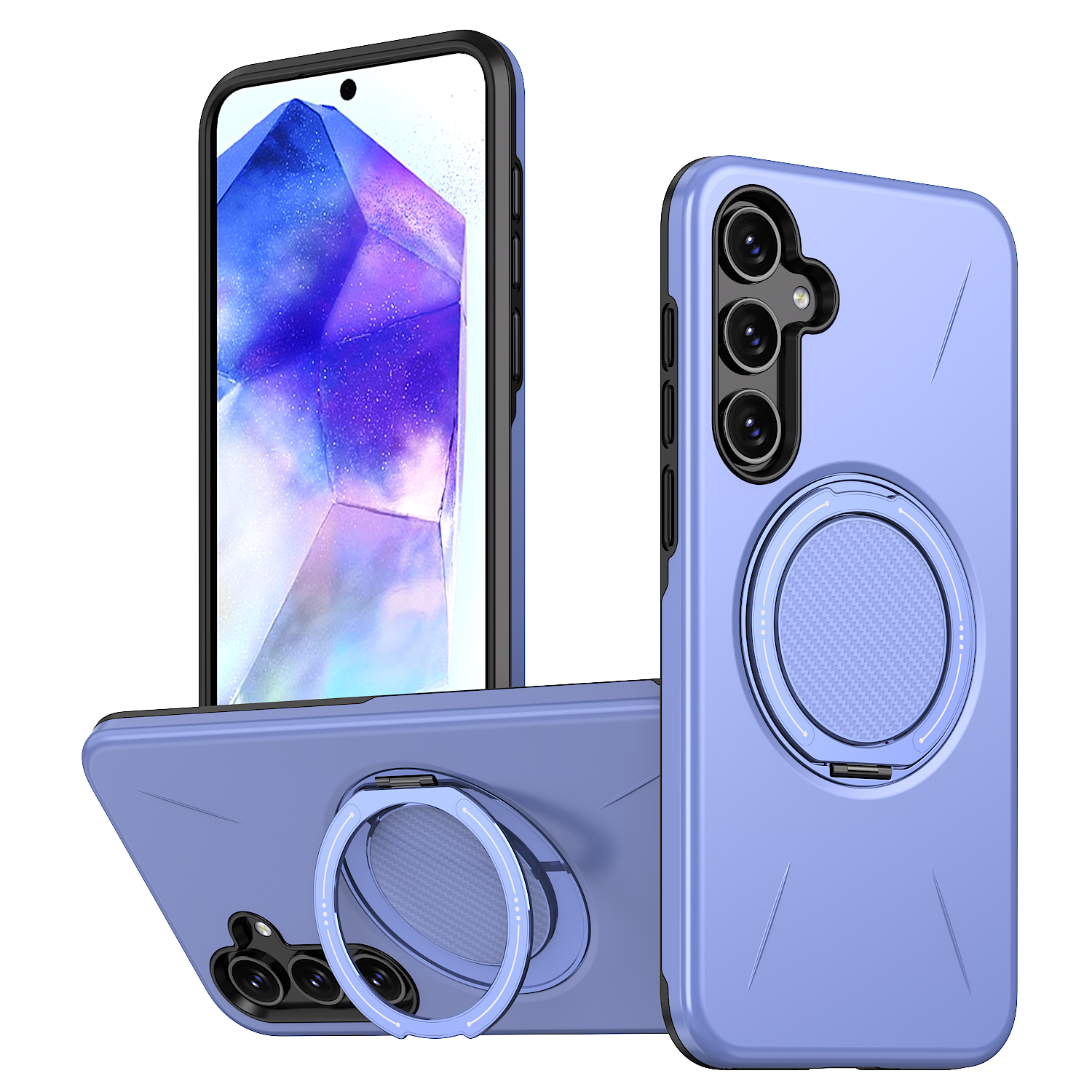 For Samsung Galaxy A14 5G / Galaxy A14 4G Magnetic Case Rotating Kickstand TPU + PC Phone Cover - Purple