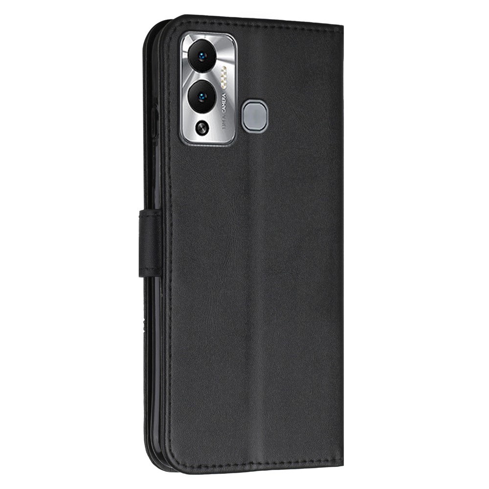 For Infinix Hot 12 Play 4G Stitching PU Leather Wallet Phone Case Magnetic Clasp Foldable Stand Cover with Strap - Black-10