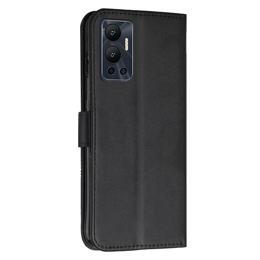 For Infinix Hot 12 4G Stand Wallet Stitching PU Leather Case Full Protection TPU Phone Cover with Strap - Black-10