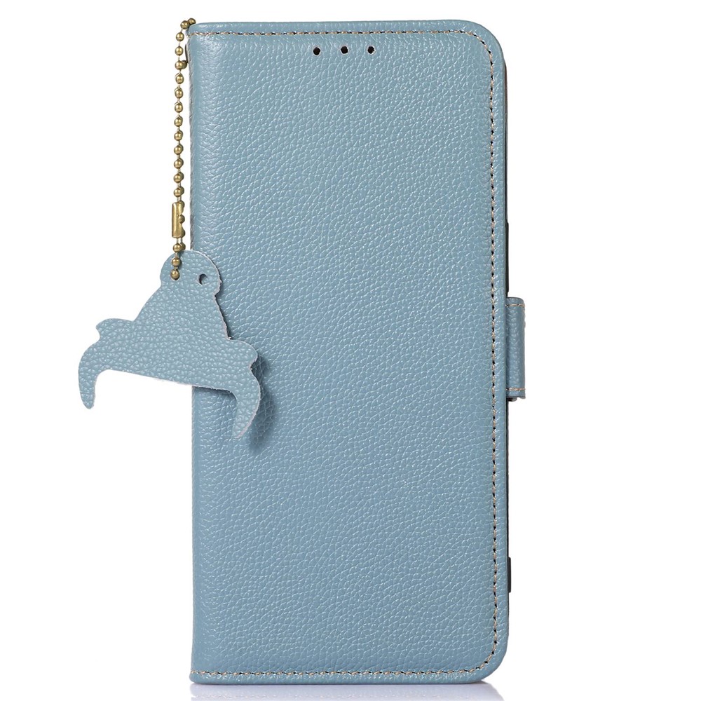 Genuine Leather Case for Samsung Galaxy S23 Plus 5G, Side Magnetic Closure Phone Case RFID Blocking Wallet Phone Cover with Stand - Blue-6