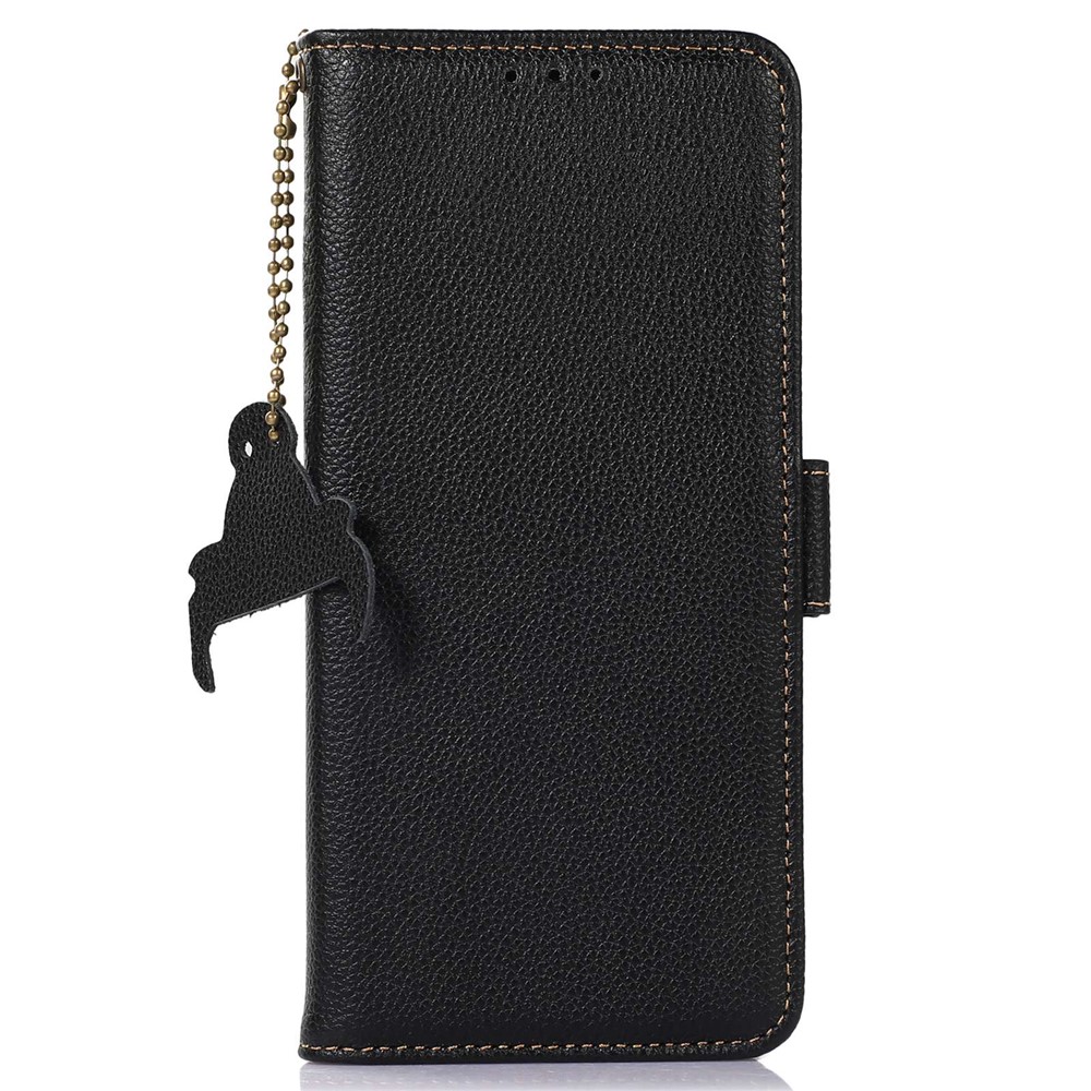Genuine Leather Case for Google Pixel 7 Pro 5G, Shockproof Side Magnetic Closure Phone Case RFID Blocking Wallet Phone Cover with Stand - Black-6
