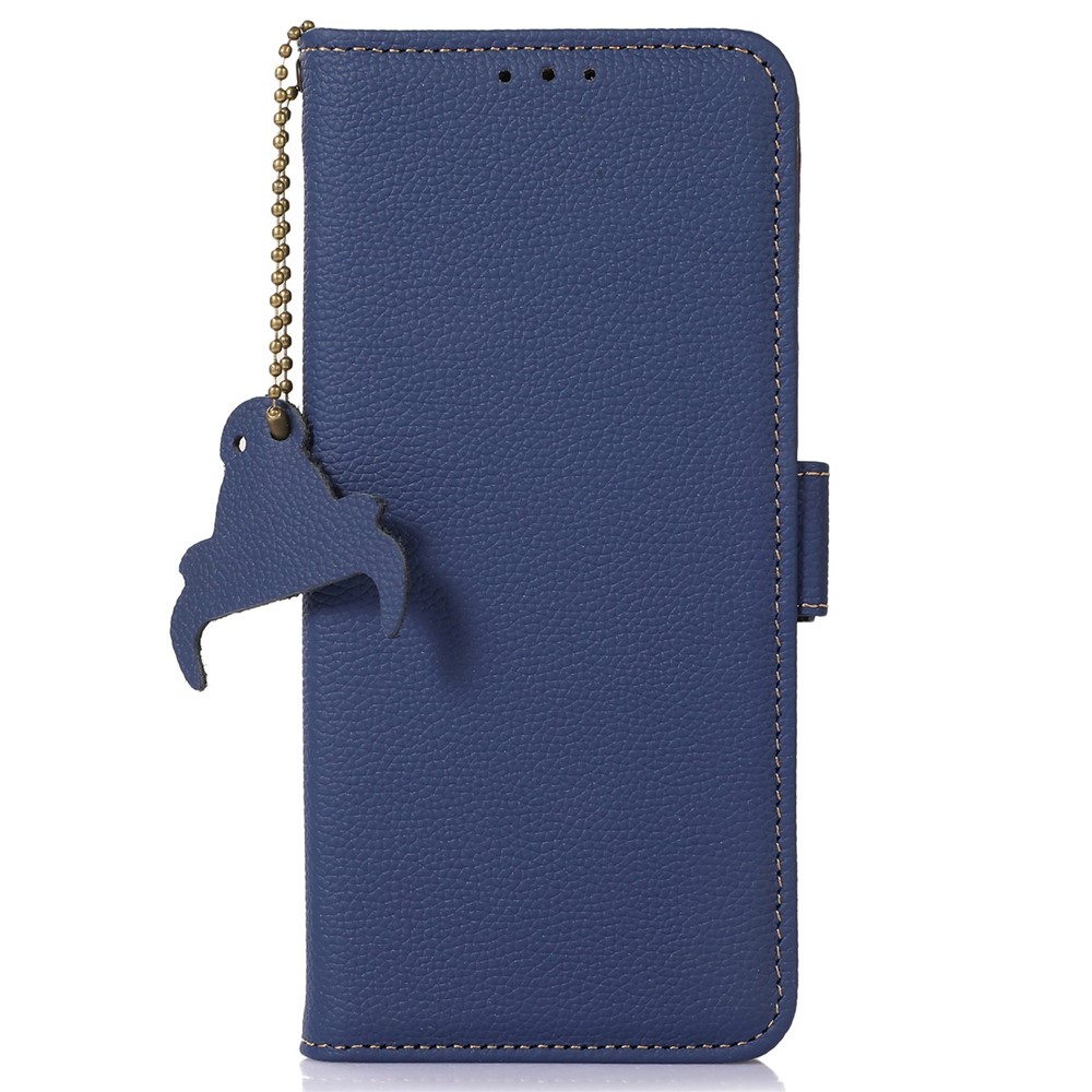 Genuine Leather Case for Samsung Galaxy S22 Ultra 5G, Scratch Proof Side Magnetic Closure Phone Case RFID Blocking Wallet Phone Cover with Stand - Sapphire-6