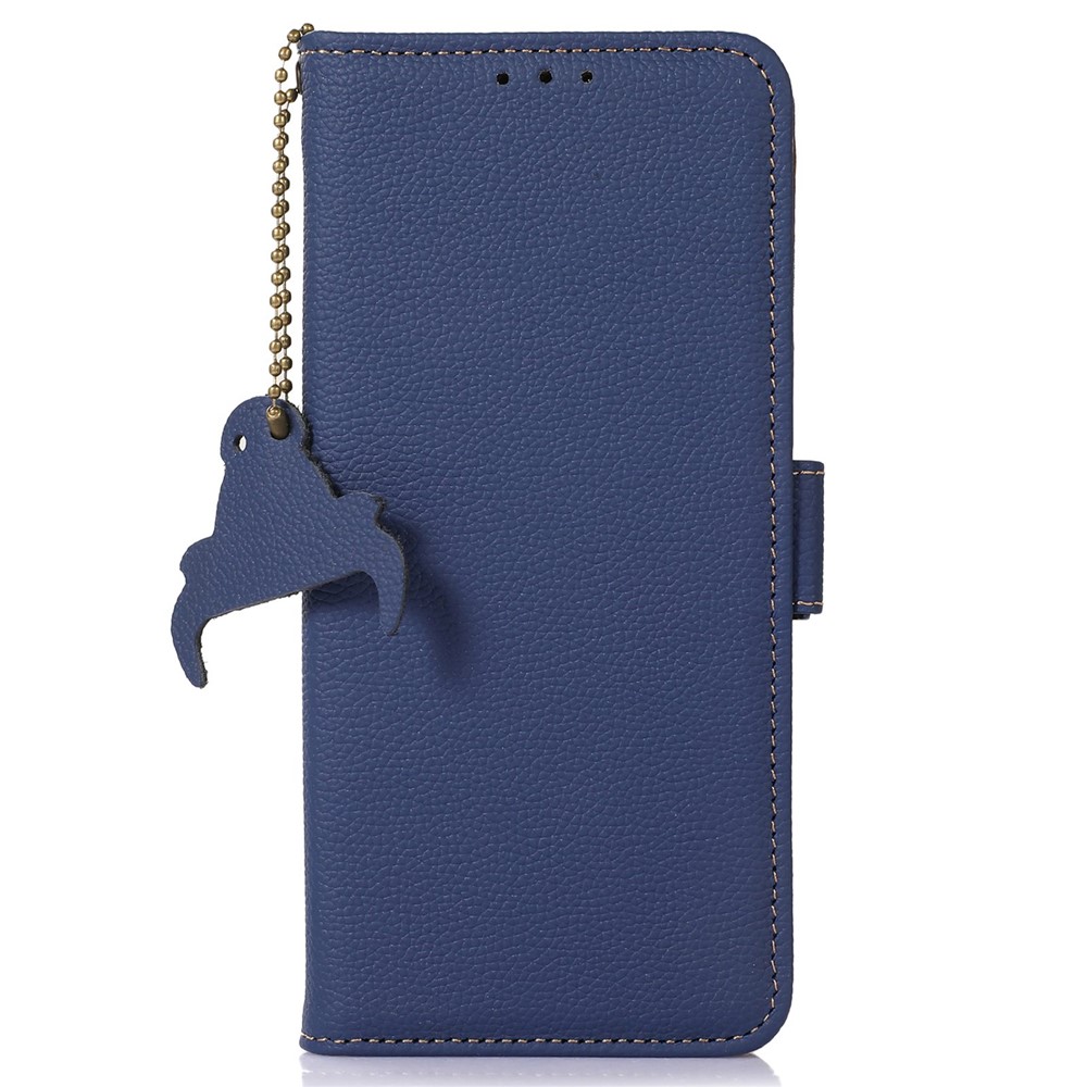 Genuine Leather Case for iPhone 14 Plus, Bump Proof Side Magnetic Closure Phone Case RFID Blocking Wallet Phone Cover with Stand - Sapphire-7
