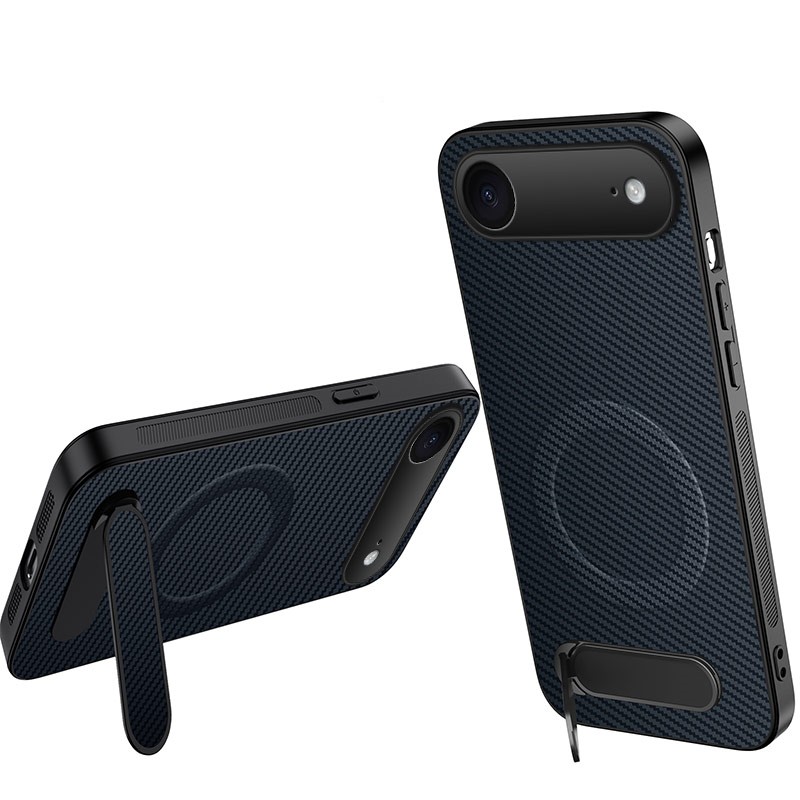 WANLONFENG For iPhone Air Magnetic Case  QT Series Kickstand Carbon Fiber Texture PC TPU Phone Cover - Sapphire