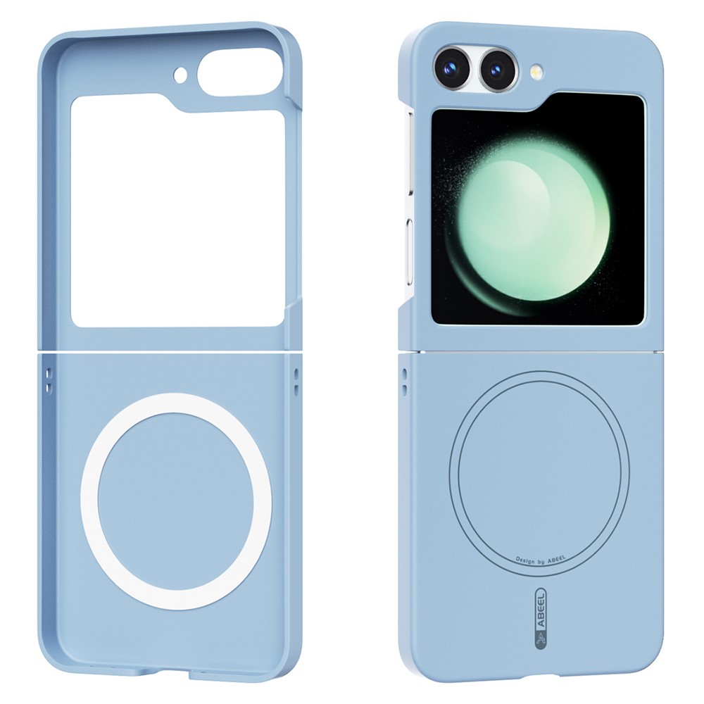 ABEEL For Samsung Galaxy Z Flip5 5G Magnetic Case Skin Touch Liquid Silicone Phone Back Cover - Sky Blue