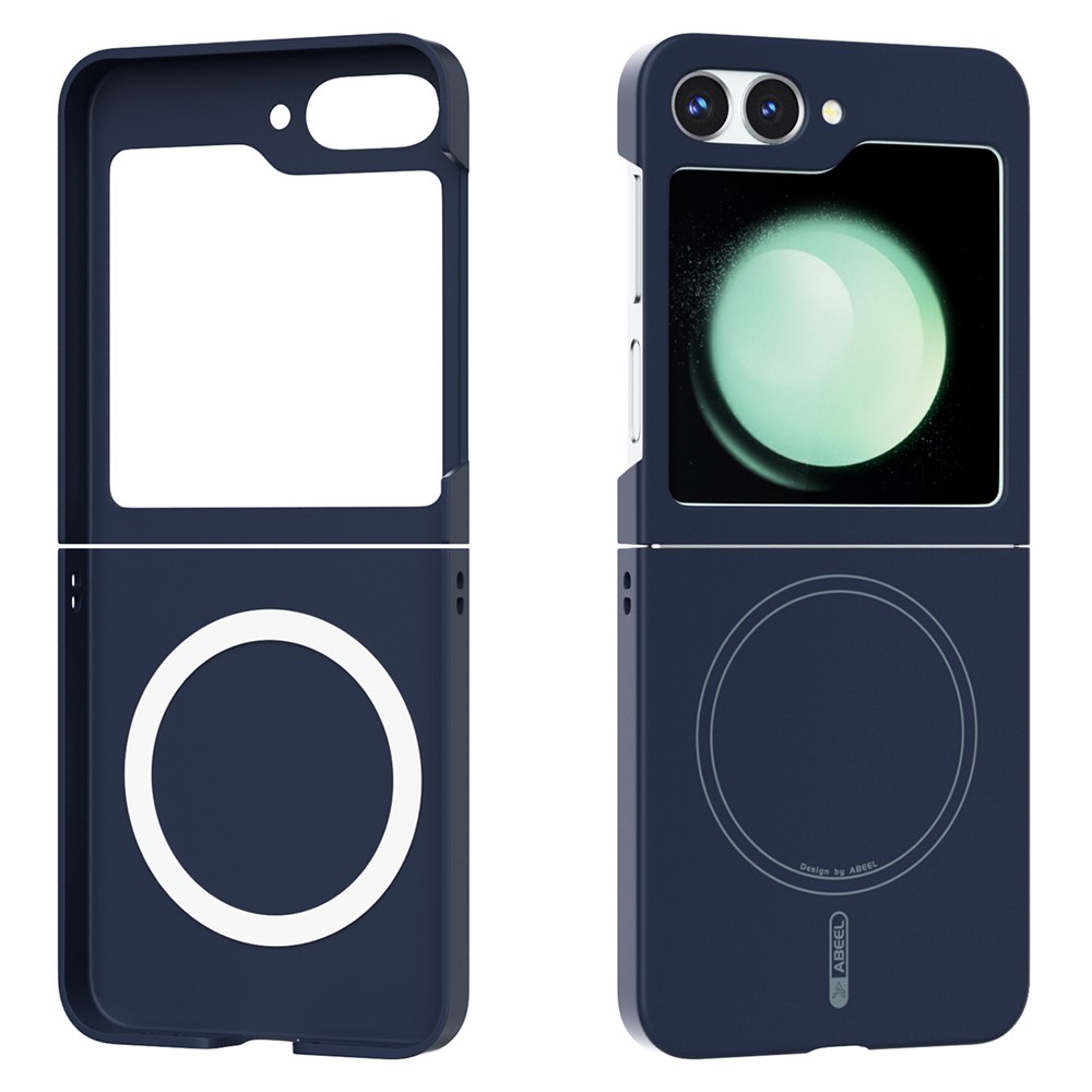 ABEEL For Samsung Galaxy Z Flip5 5G Magnetic Case Skin Touch Liquid Silicone Phone Back Cover - Dark Blue