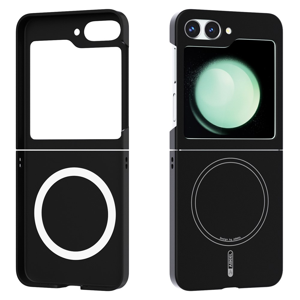 ABEEL For Samsung Galaxy Z Flip5 5G Magnetic Case Skin Touch Liquid Silicone Phone Back Cover - Black