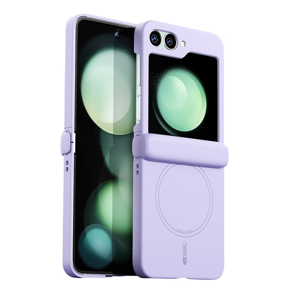 ABEEL For Samsung Galaxy Z Flip5 5G Magnetic Case Hinge Protection Skin Touch Liquid Silicone Shockproof Phone Cover - Purple