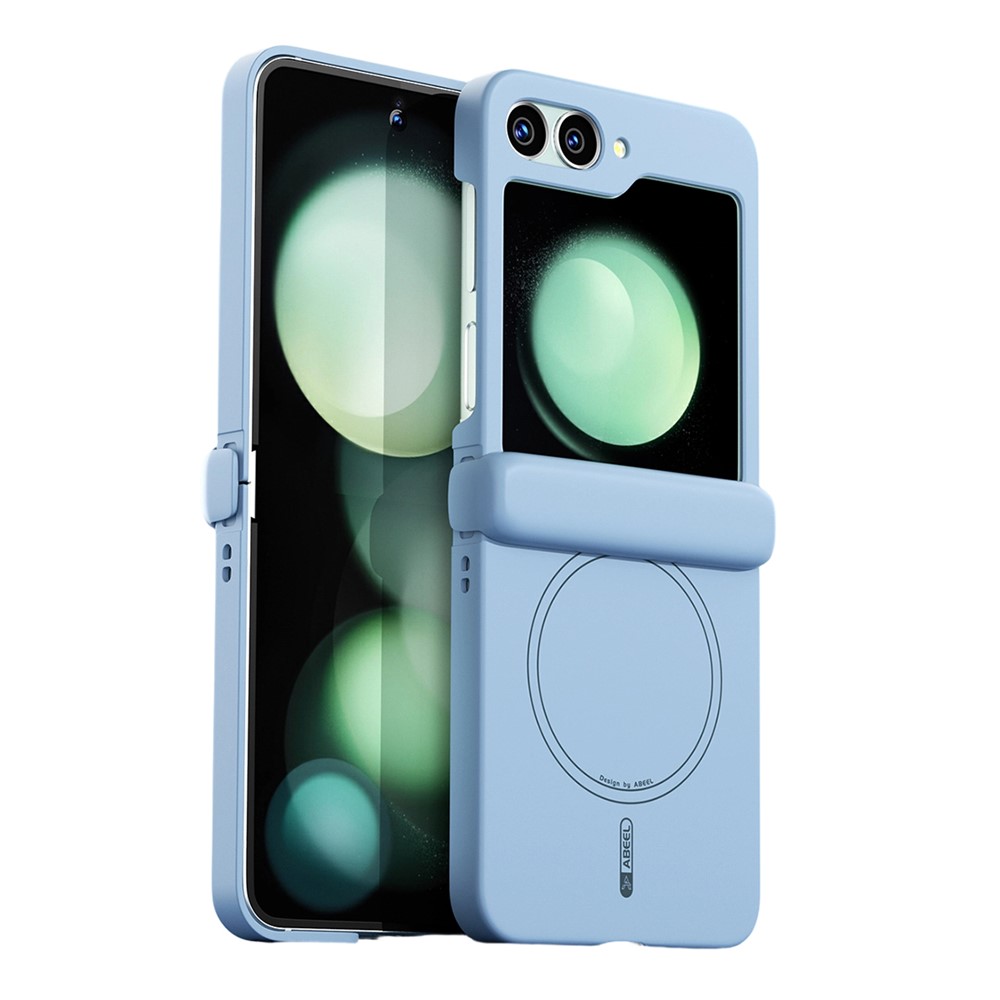ABEEL For Samsung Galaxy Z Flip5 5G Magnetic Case Hinge Protection Skin Touch Liquid Silicone Shockproof Phone Cover - Sky Blue