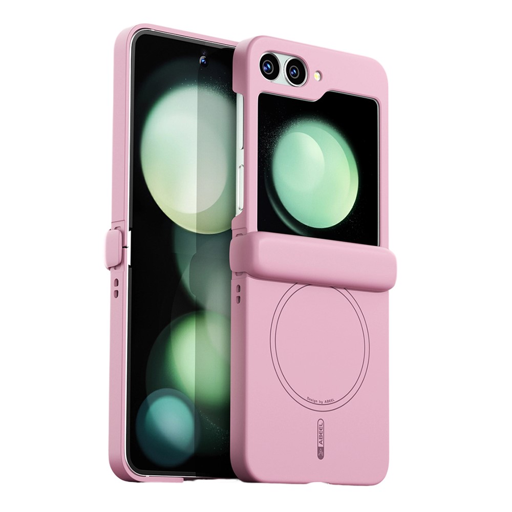 ABEEL For Samsung Galaxy Z Flip5 5G Magnetic Case Hinge Protection Skin Touch Liquid Silicone Shockproof Phone Cover - Pink