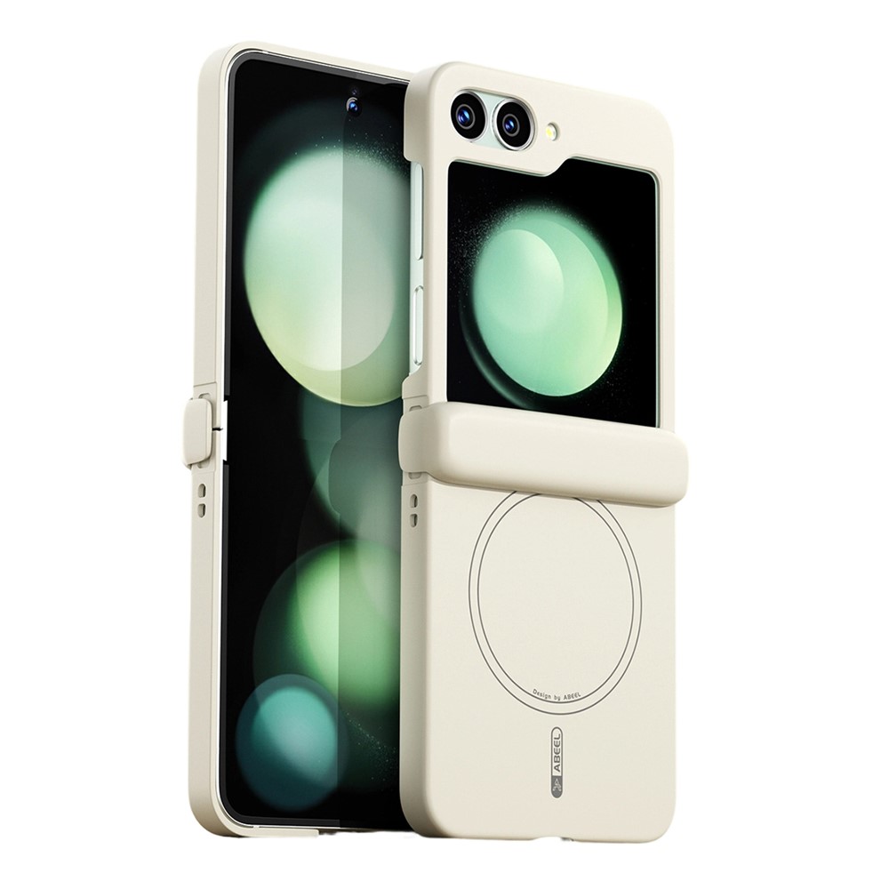 ABEEL For Samsung Galaxy Z Flip5 5G Magnetic Case Hinge Protection Skin Touch Liquid Silicone Shockproof Phone Cover - Beige