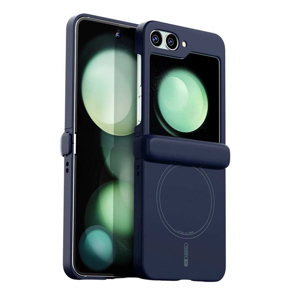 ABEEL For Samsung Galaxy Z Flip5 5G Magnetic Case Hinge Protection Skin Touch Liquid Silicone Shockproof Phone Cover - Dark Blue