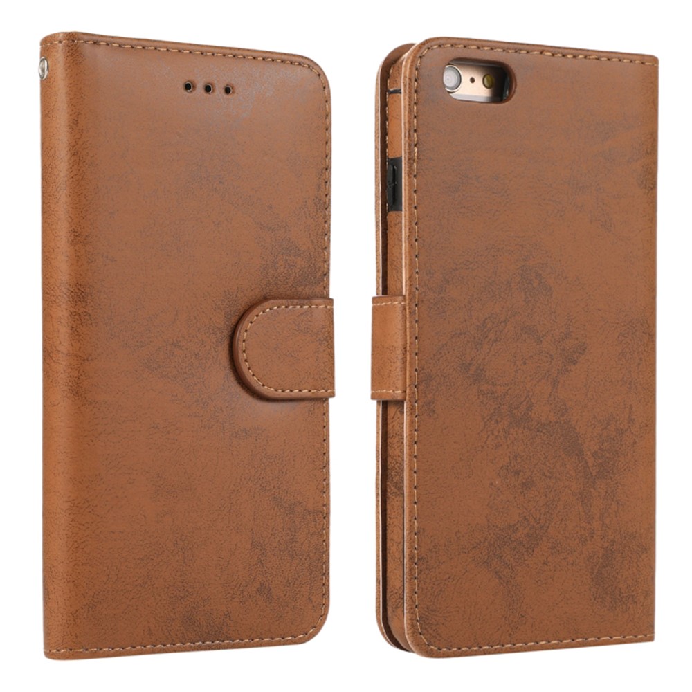 For iPhone 6 / 6s Wallet Case Retro Matte Magnetic Detachable PU Leather TPU Phone Cover - Brown