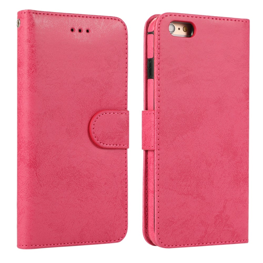 For iPhone 6 Plus / 6s Plus Wallet Case Retro Matte Magnetic Detachable PU Leather TPU Phone Cover - Rose