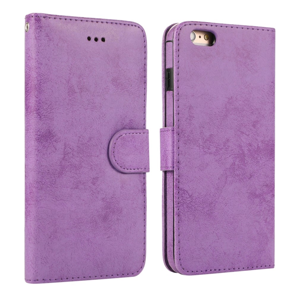 For iPhone 6 Plus  /  6s Plus Wallet Case Retro Matte Magnetic Detachable PU Leather TPU Phone Cover - Purple
