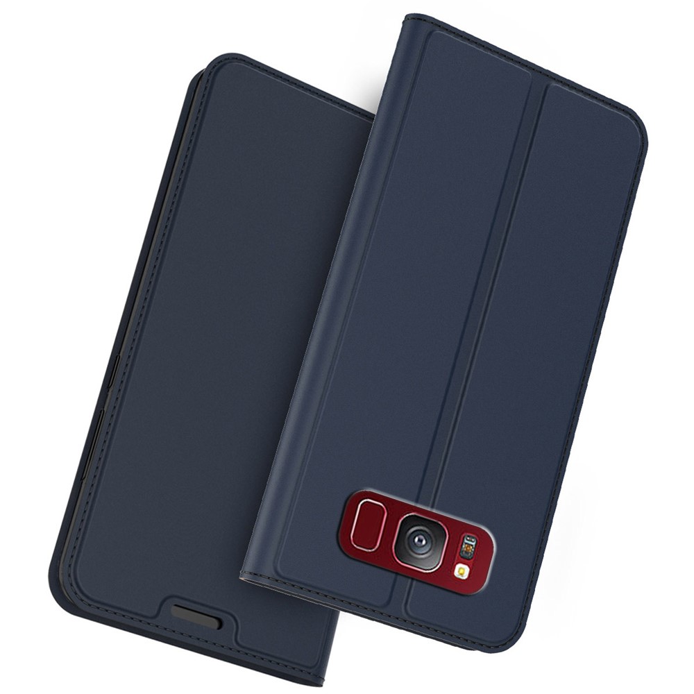 For Samsung Galaxy S8 Case PU Leather Phone Cover with Card Holder Stand - Blue
