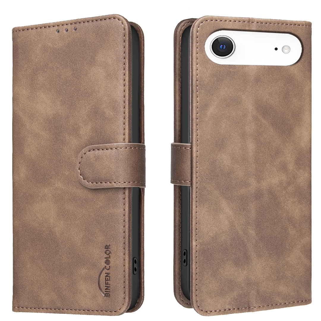 BINFEN COLOR For iPhone Air BF37 Case RFID Blocking Wallet Stand Leather Phone Cover - Brown