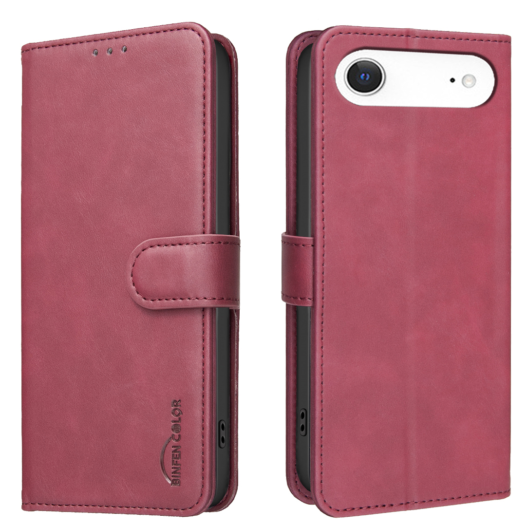 BINFEN COLOR For iPhone Air  BF37 Case RFID Blocking Wallet Stand Leather Phone Cover - Red