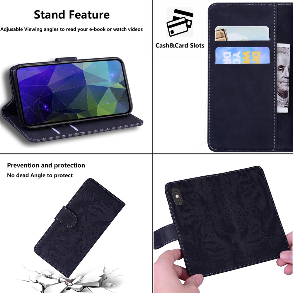 For Samsung Galaxy S23 Ultra Tiger Pattern Imprinted Flip Case PU Leather Stand Magnetic Closure Folio Wallet Phone Cover - Black-5