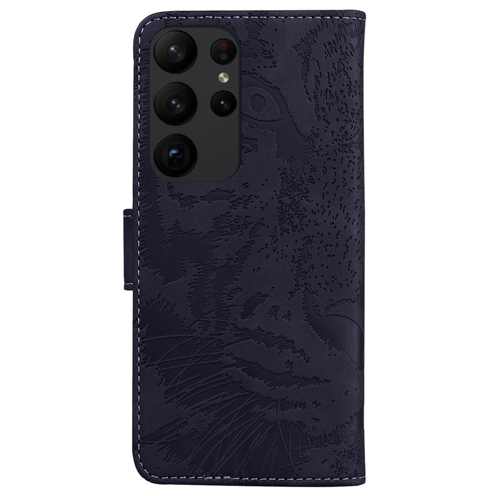 For Samsung Galaxy S23 Ultra Tiger Pattern Imprinted Flip Case PU Leather Stand Magnetic Closure Folio Wallet Phone Cover - Black-7