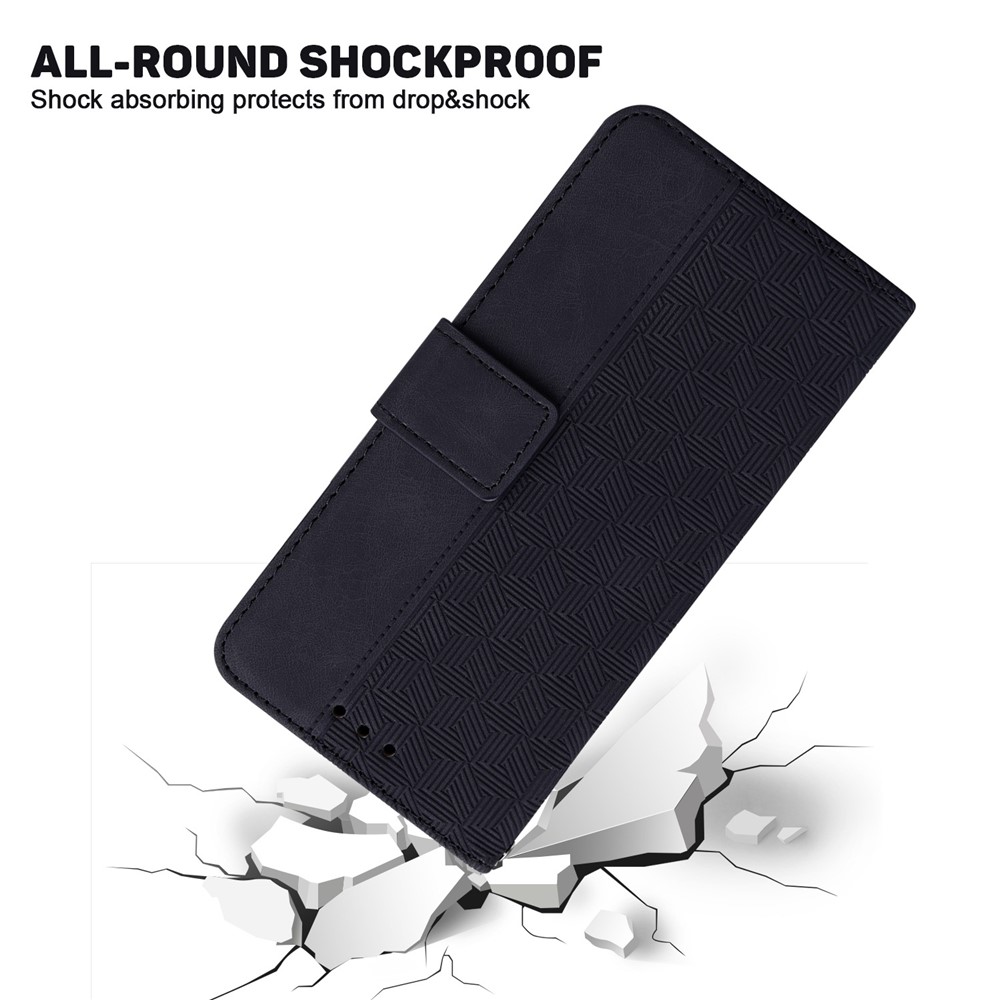 For Samsung Galaxy S23 Ultra PU Leather Magnetic Closure Geometry Pattern Imprinted Case Handbag Stand Wallet Shockproof Flip Phone Cover with Strap - Black-5