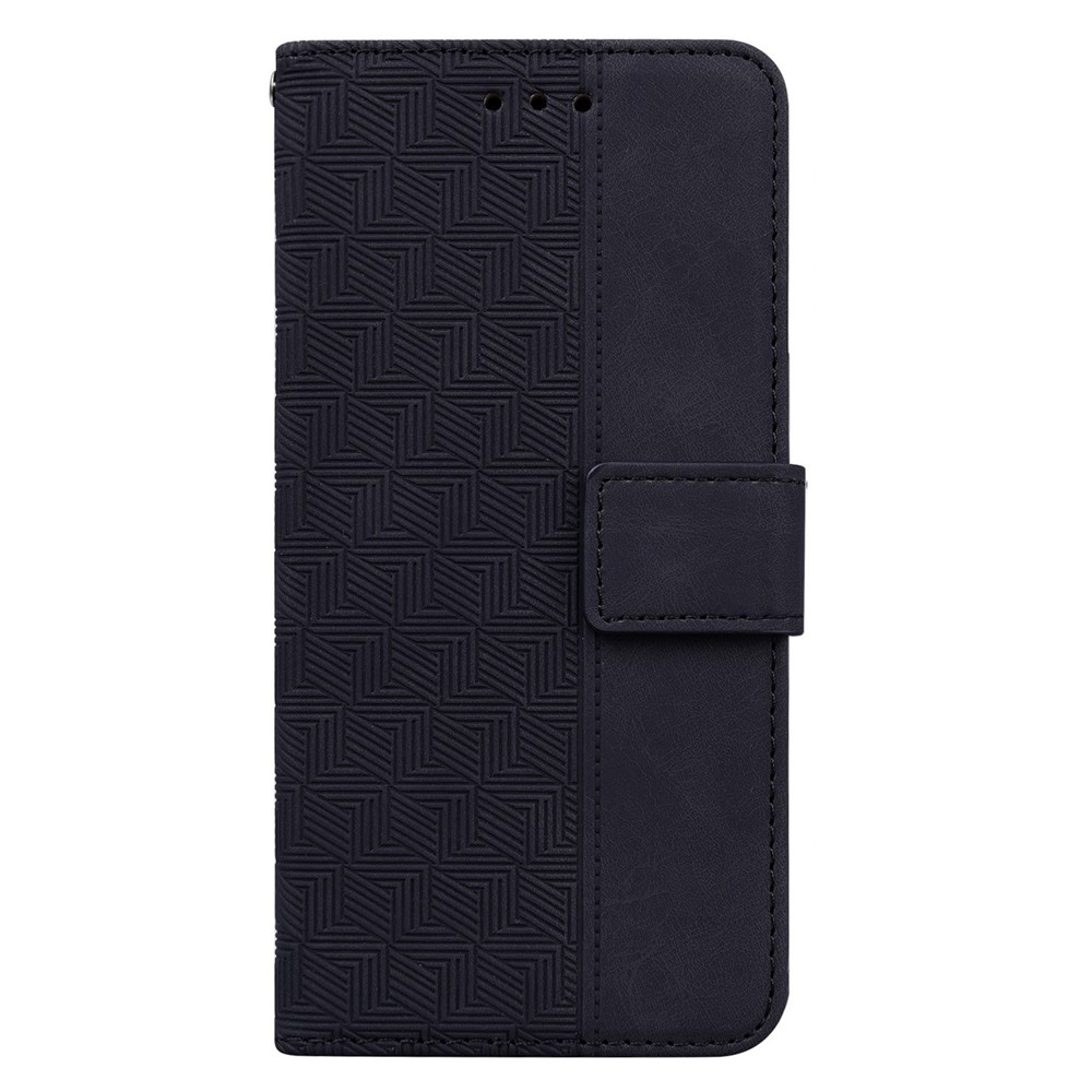 For Samsung Galaxy S23 Ultra PU Leather Magnetic Closure Geometry Pattern Imprinted Case Handbag Stand Wallet Shockproof Flip Phone Cover with Strap - Black-6