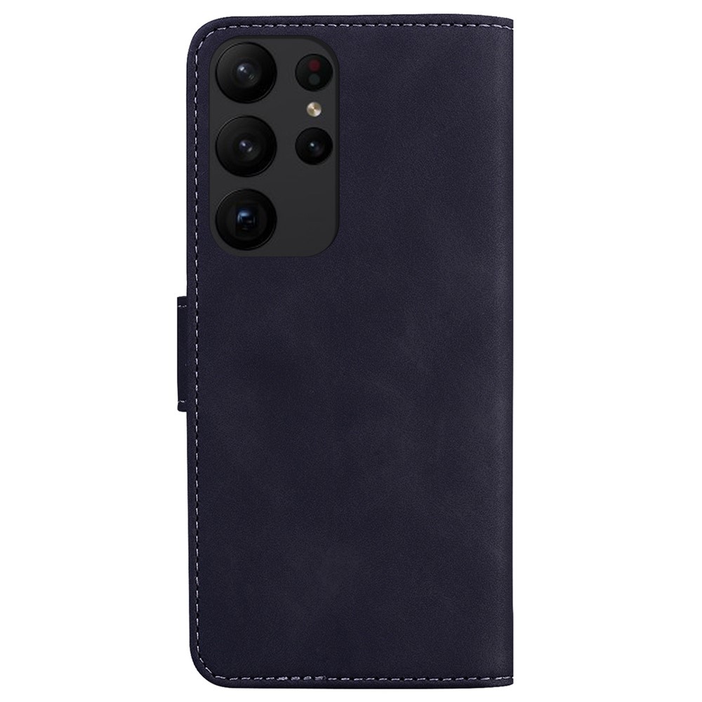 For Samsung Galaxy S23 Ultra Butterfly Pattern Printing Flip Phone Case Skin-touch PU Leather Wallet Stand Full Protective Cover - Black-8