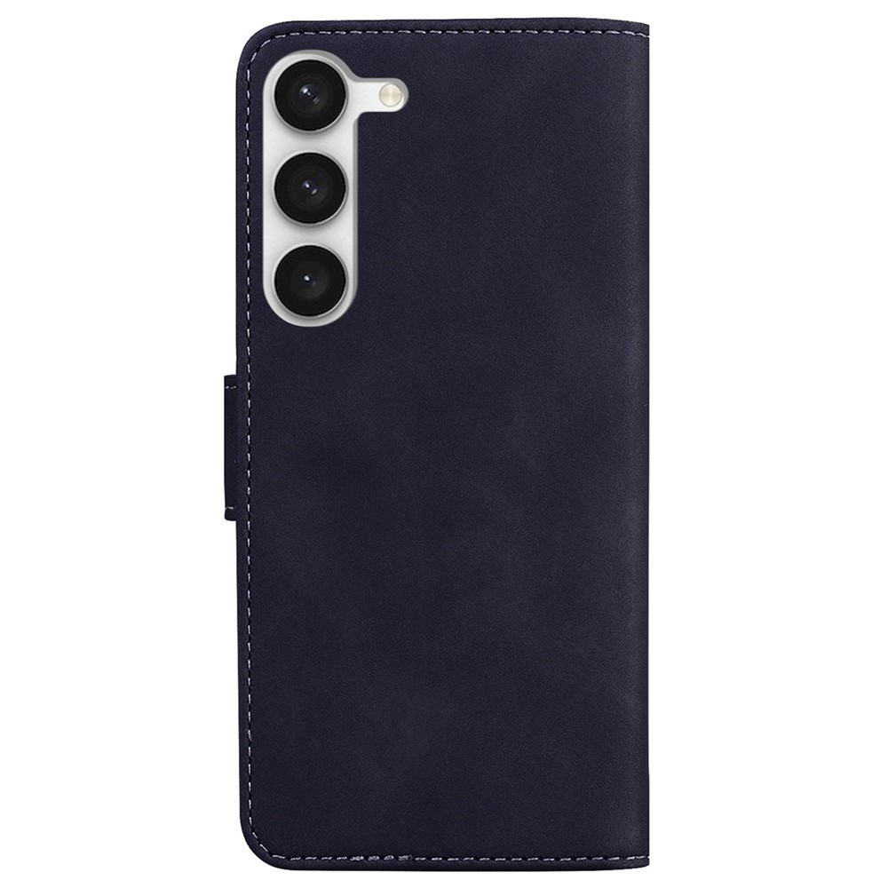 For Samsung Galaxy S23 Solid Color Flip PU Leather Case Wallet Style Magnetic Closure Stand Shockproof Protective Phone Cover - Black-8