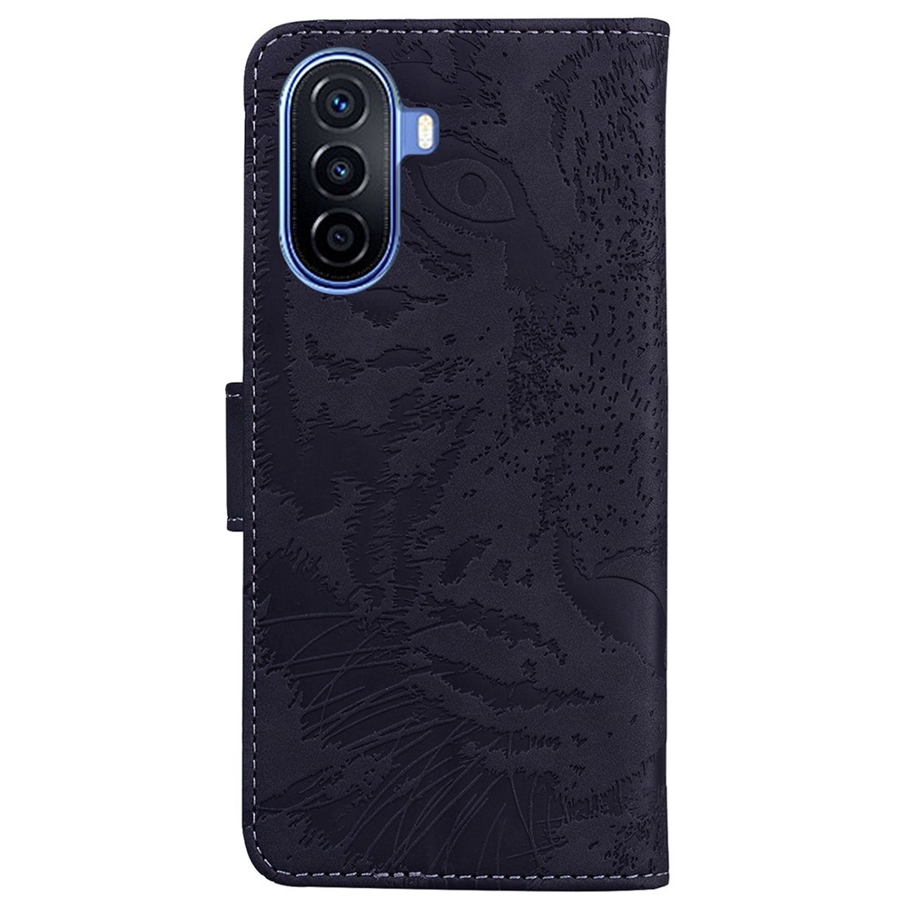 Magnetic Clasp Protective Phone Case For Huawei nova Y70 Plus 4G, Anti-fall Tiger Pattern Imprinted PU Leather Flip Wallet Cover Stand - Black-8