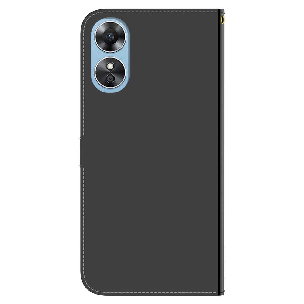 For Oppo A17 4G PU Leather Mirror-like Surface Wallet Folio Cover Stand Magnetic Clasp Full Protection Phone Case Holder with Strap - Black-8