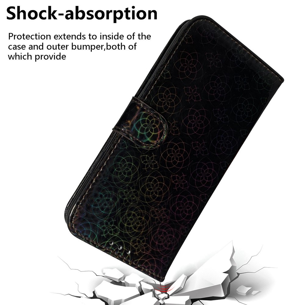 For Oppo A17 4G Dazzling Flower Pattern Handbag PU Leather Flip Wallet Case Magnetic Closure Stand Phone Cover with Strap - Black-5