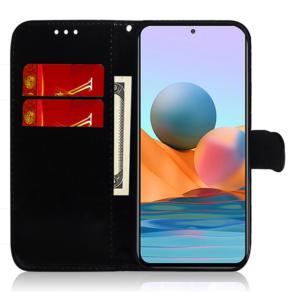 For Xiaomi 12T Pro 5G Mirror-like Surface Phone Stand Case Magnetic Clasp PU Leather Wallet Cover Inner TPU Shell with Strap - Black-2
