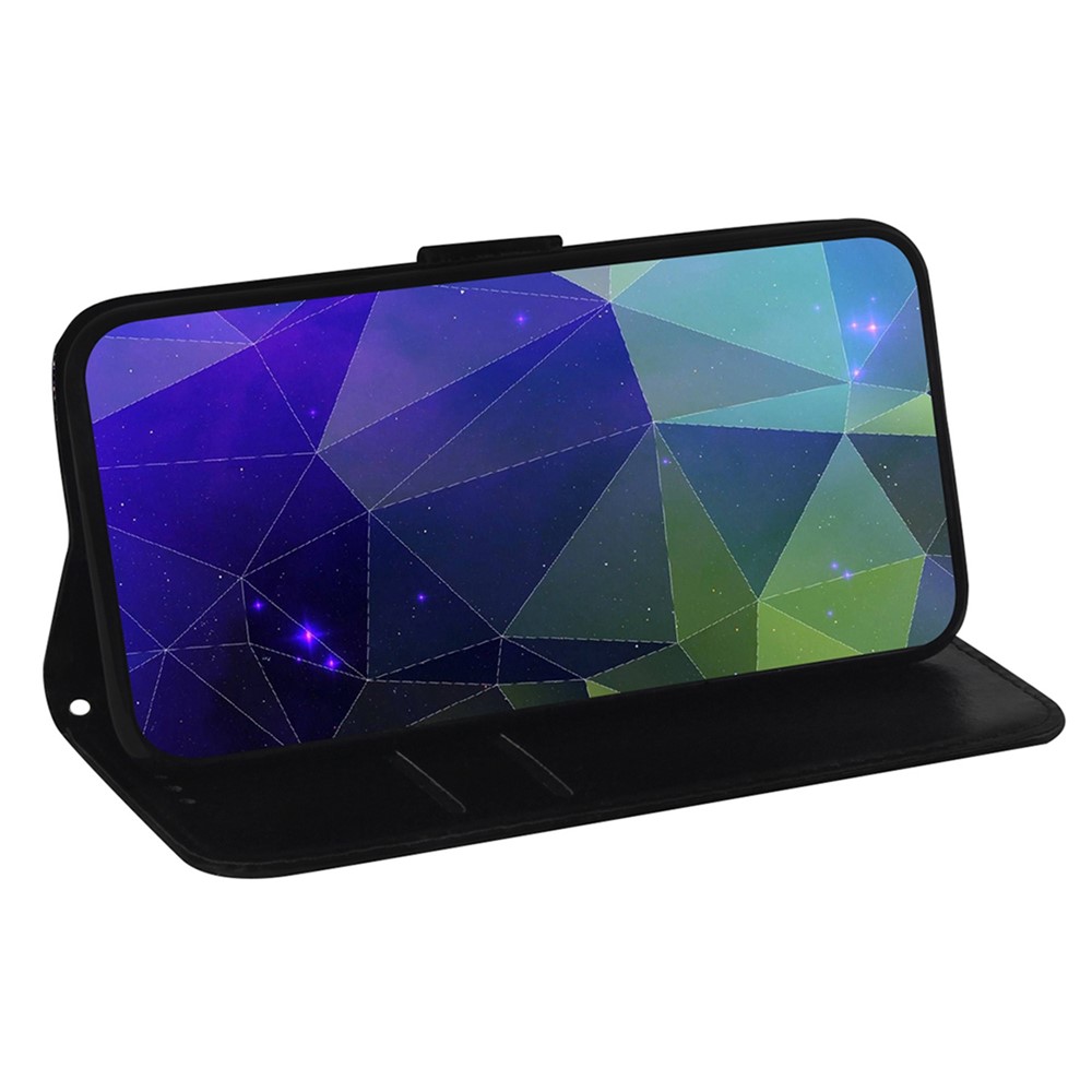 For Xiaomi 12T Pro 5G Mirror-like Surface Phone Stand Case Magnetic Clasp PU Leather Wallet Cover Inner TPU Shell with Strap - Black-3