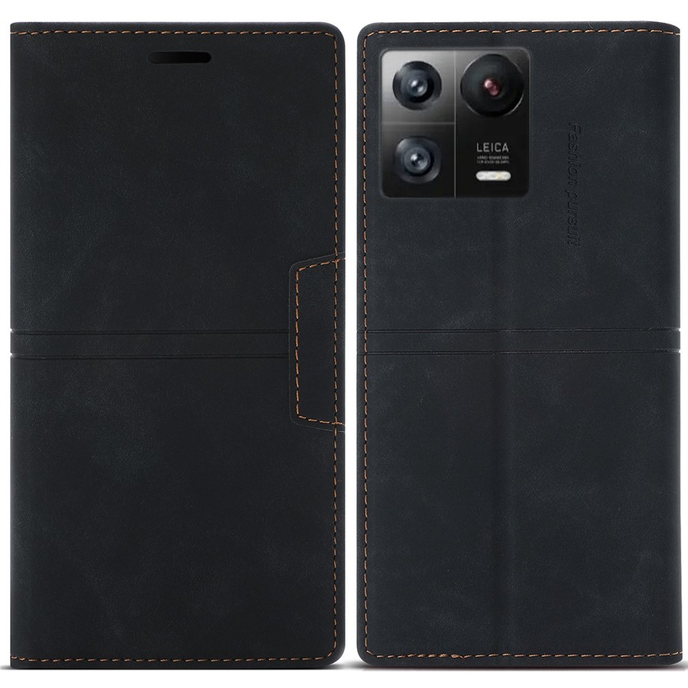 For Xiaomi 13 Shockproof PU Leather Stand Phone Case Magnetic Closure Wallet Folio Flip Cover - Black-1