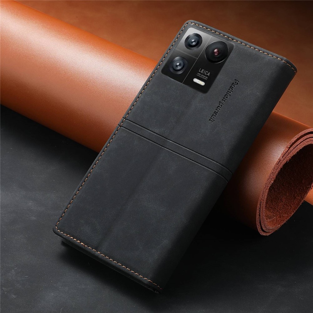 For Xiaomi 13 Shockproof PU Leather Stand Phone Case Magnetic Closure Wallet Folio Flip Cover - Black-8
