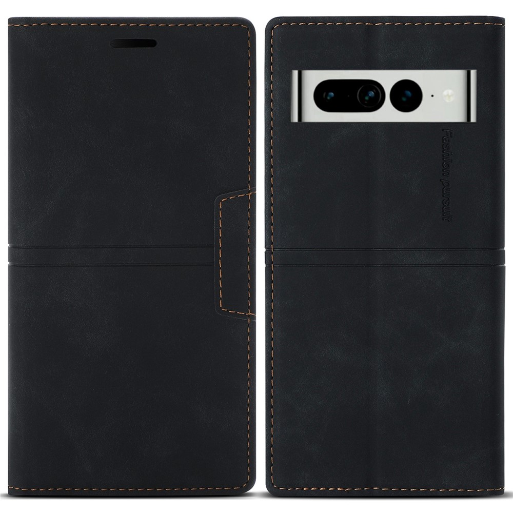 For Google Pixel 7 Pro 5G Stand Wallet Phone Case PU Leather + TPU Magnetic Auto-absorbed Shockproof Cover - Black-1