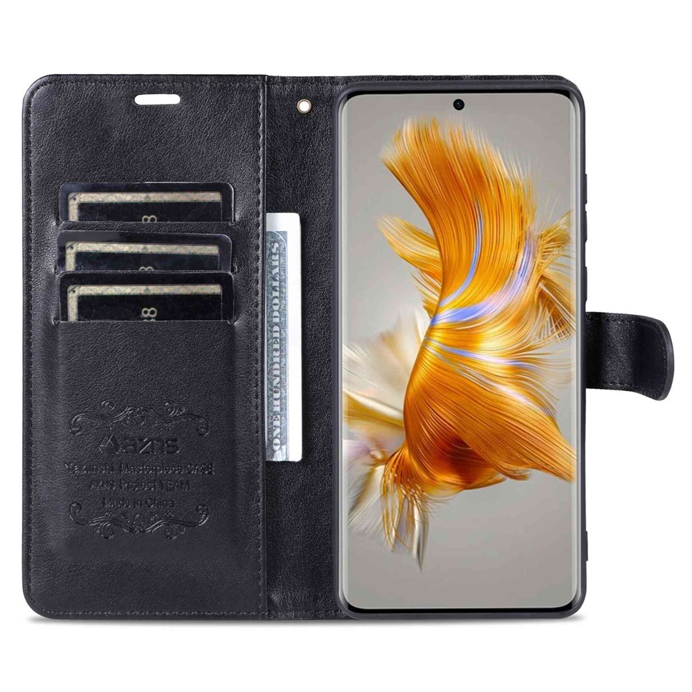 AZNS For Huawei Mate 50 4G Shockproof PU Leather Cover Magnetic Clasp Phone Case with Wallet Stand - Black-2
