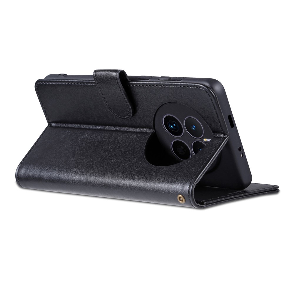 AZNS For Huawei Mate 50 4G Shockproof PU Leather Cover Magnetic Clasp Phone Case with Wallet Stand - Black-4