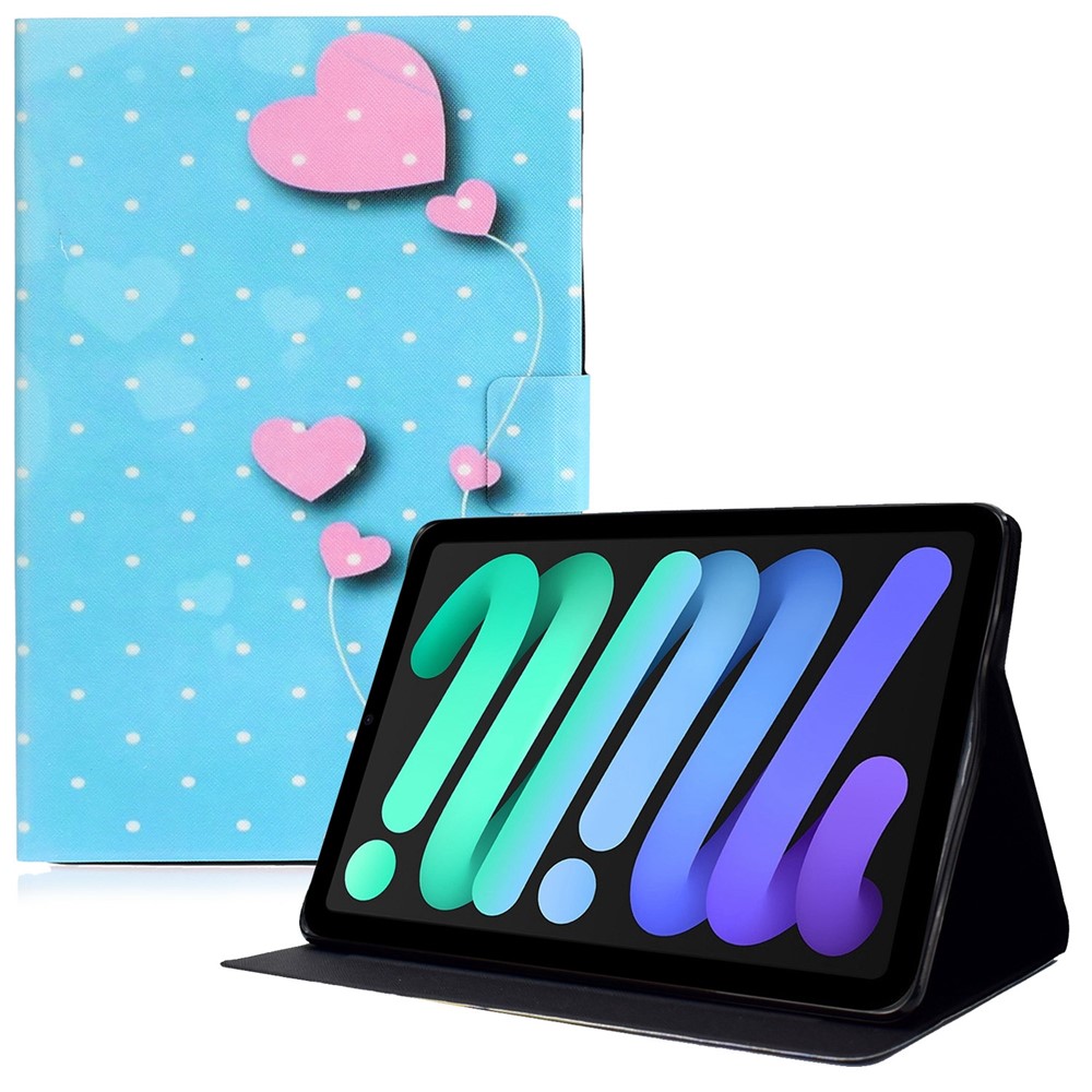 For iPad (2025) / 10.9 (2022) Pattern Printing PU Leather Shockproof Cover Foldable Stand Tablet Anti-Drop Case with Card Slots - Heart Balloon