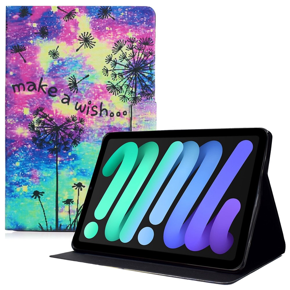 For iPad (2025) / 10.9 (2022) Pattern Printing PU Leather Shockproof Cover Foldable Stand Tablet Anti-Drop Case with Card Slots - Dandelion