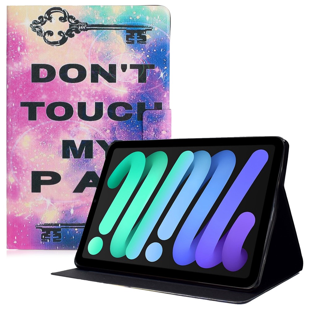 For iPad (2025) / 10.9 (2022) Pattern Printing PU Leather Shockproof Cover Foldable Stand Tablet Anti-Drop Case with Card Slots - Don't Touch My Pad