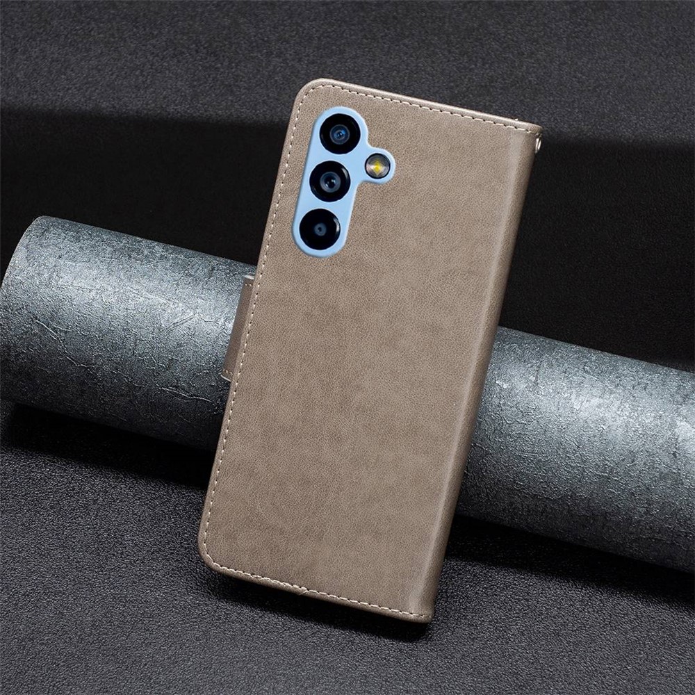 BF Imprinting Pattern Series-4 for Samsung Galaxy A54 5G PU Leather Imprinted Butterflies Stand Case Anti-drop Phone Wallet Cover - Grey-5