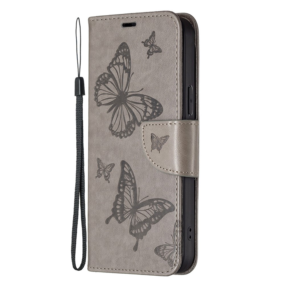 BF Imprinting Pattern Series-4 for Samsung Galaxy A54 5G PU Leather Imprinted Butterflies Stand Case Anti-drop Phone Wallet Cover - Grey-6