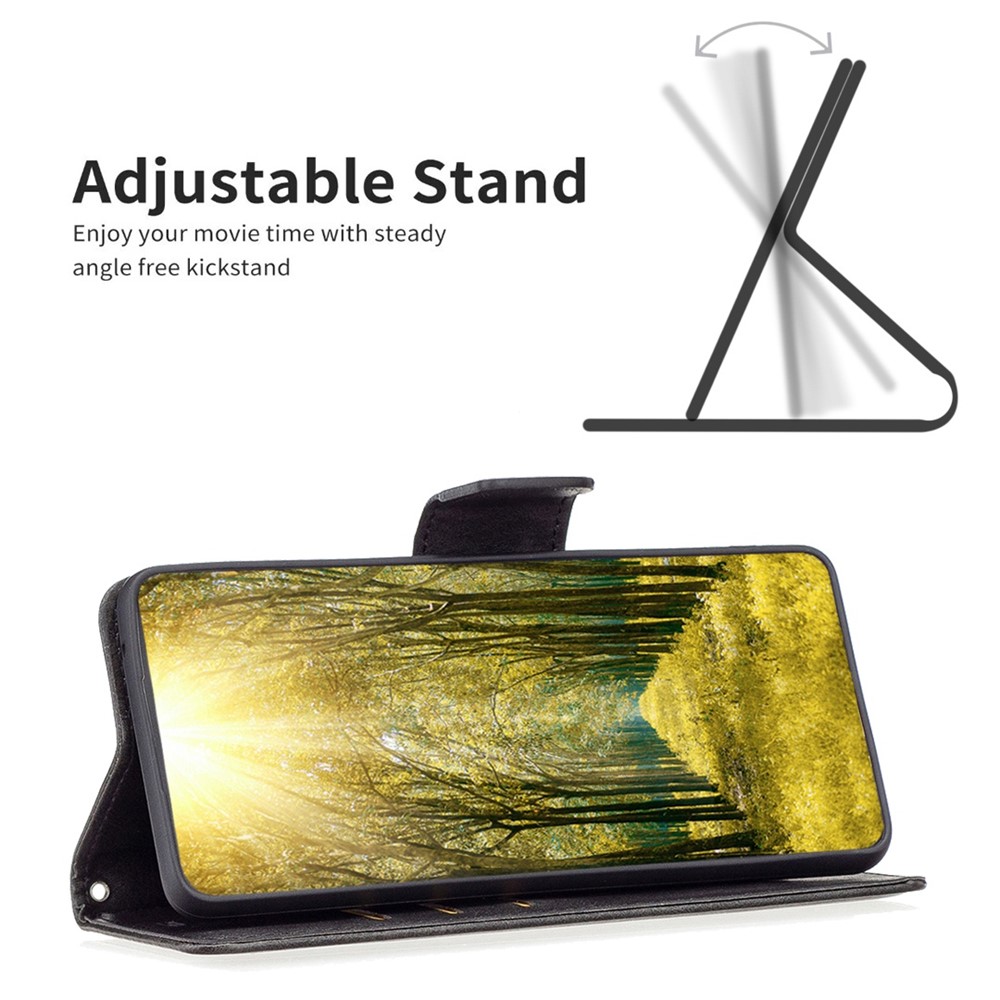 BF Leather Series-4 for Samsung Galaxy A54 5G Wallet Phone Case PU Leather Stand Shockproof Flip Magnetic Protective Cover with Wrist Strap - Black-2