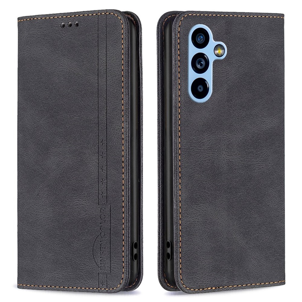 BINFEN COLOR BF Leather Series-5 for Samsung Galaxy A54 5G Style-08 RFID Blocking Magnetic Auto Closing Full Coverage PU Leather Case Phone Cover with Wallet Stand - Black-1